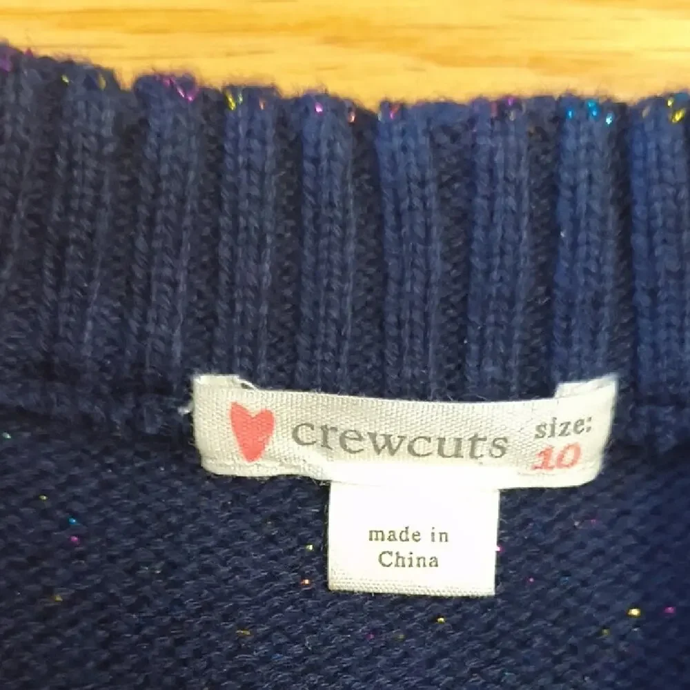 Crewcuts Multicolor Knit Sweater Dress w/Denim Girls Size 10 EUC